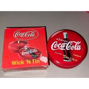 Coca Cola Wick N Tin Candle Set Collectible